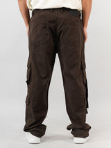 Coffee Drill Relaxed Fit Cargo Pants for Men