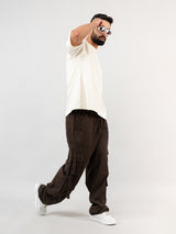 Coffee Drill Relaxed Fit Cargo Pants for Men