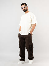 Coffee Drill Relaxed Fit Cargo Pants for Men