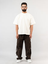 Coffee Drill Relaxed Fit Cargo Pants for Men