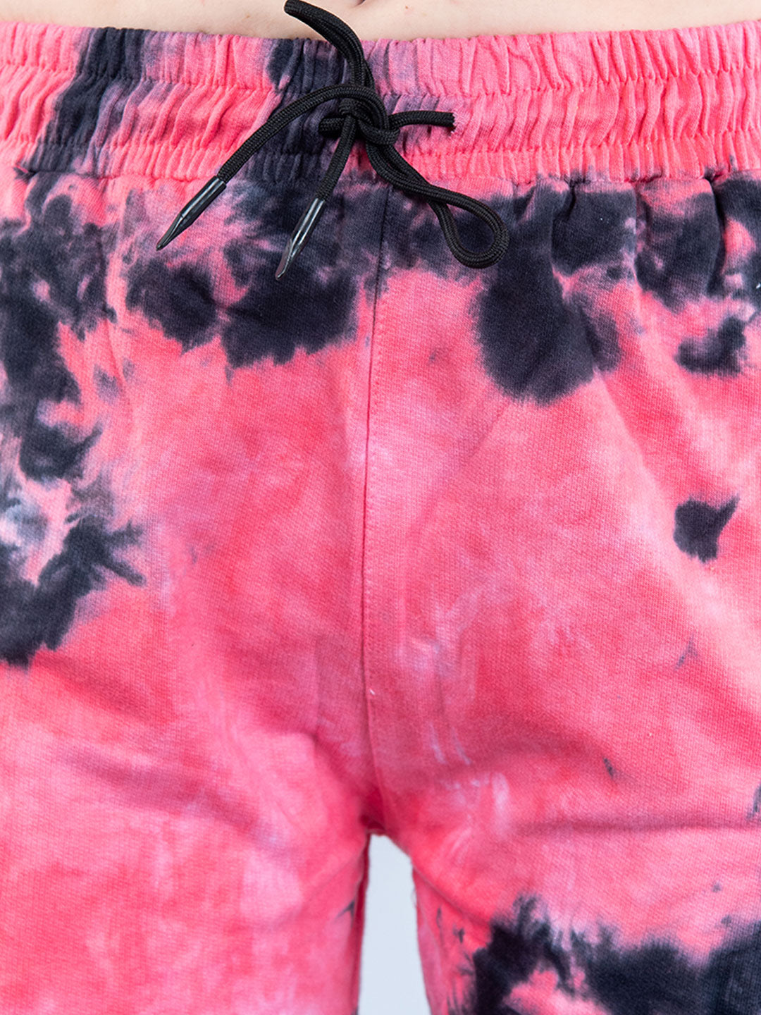 Pink & Blue Color Tie-Dye Cotton T-Shirt and Jogger Set For Women