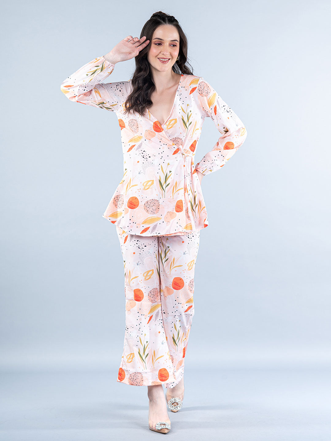 Peach Floral Printed Co-ord Set