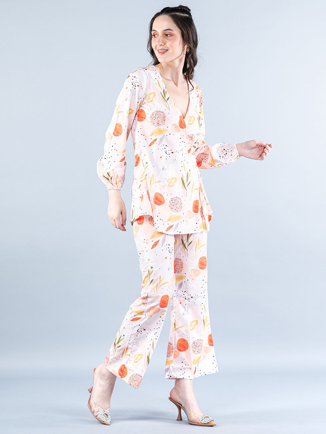 Peach Floral Printed Co-ord Set