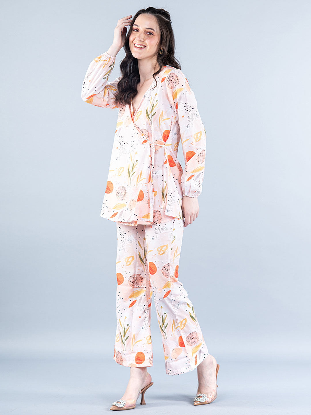 Peach Floral Printed Co-ord Set