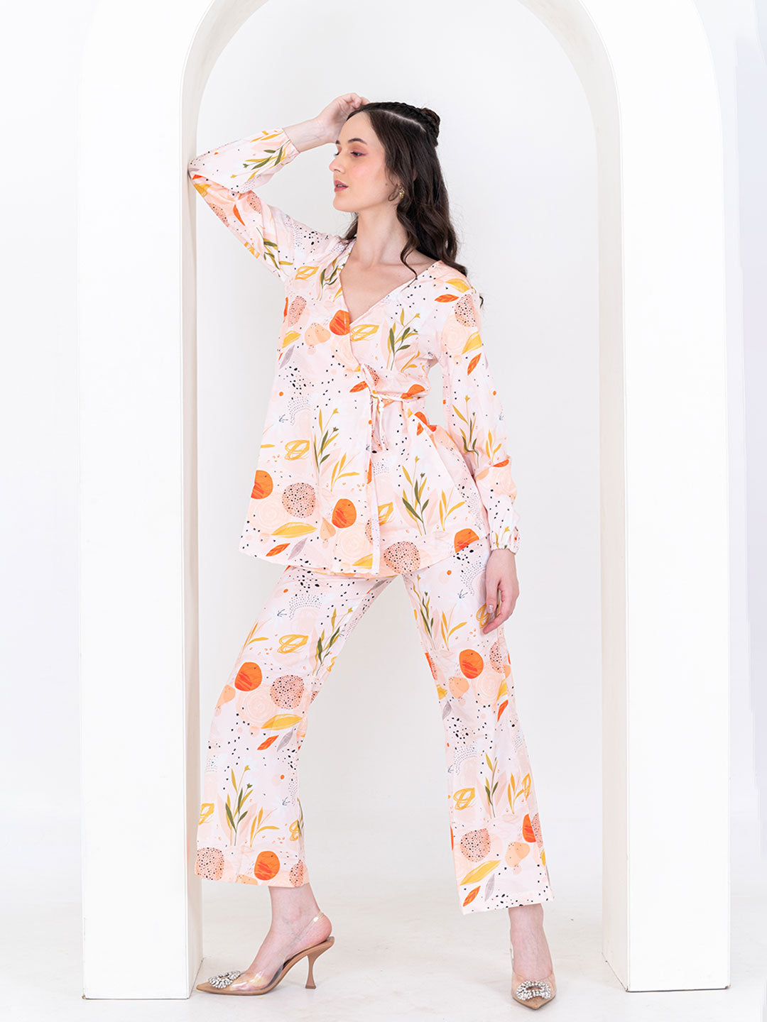 Peach Floral Printed Co-ord Set