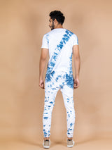 White and Blue Tie and dye T-shirt and Joggers