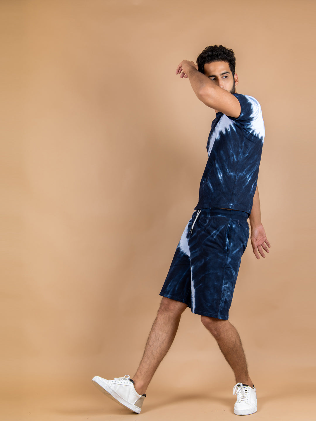 Navy blue Tie and dye T-shirt and Shorts