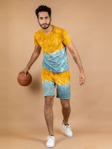 Mustard Yellow Tie and Dye T-shirt and Shorts