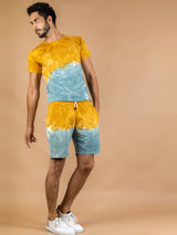 Mustard Yellow Tie and Dye T-shirt and Shorts