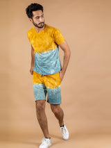 Mustard Yellow Tie and Dye T-shirt and Shorts