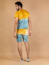 Mustard Yellow Tie and Dye T-shirt and Shorts