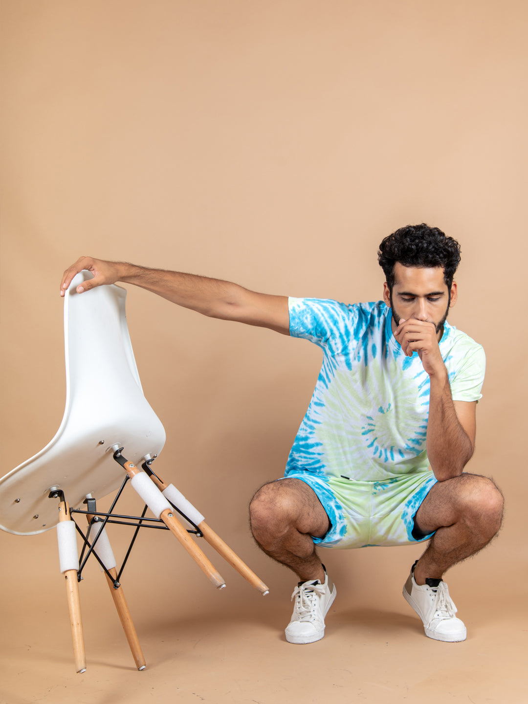 Blue and Green Tie and Dye T-shirt and Shorts