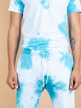 White and Blue Tie and Dye T-shirt and Joggers