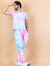 Motivated AF Pink and Blue Tie and Dye T-shirt and Joggers Co-Ord Set