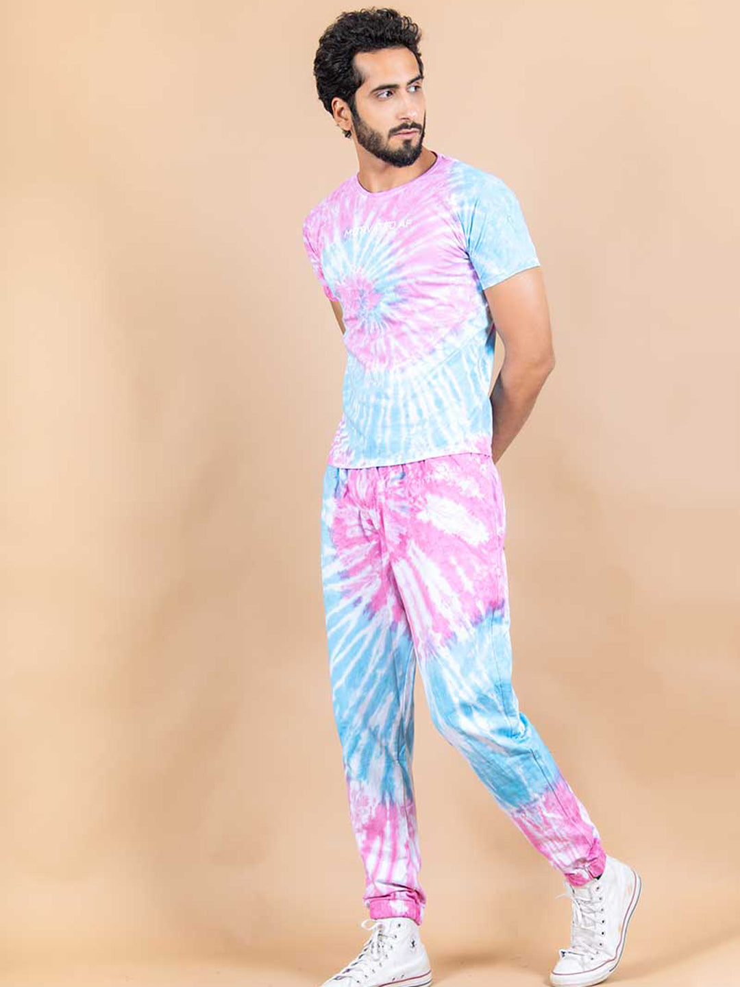 Motivated AF Pink and Blue Tie and Dye T-shirt and Joggers Co-Ord Set