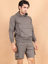 Solid Grey Cargo Pattern Co-Ord Set