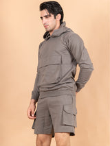 Solid Grey Cargo Pattern Co-Ord Set