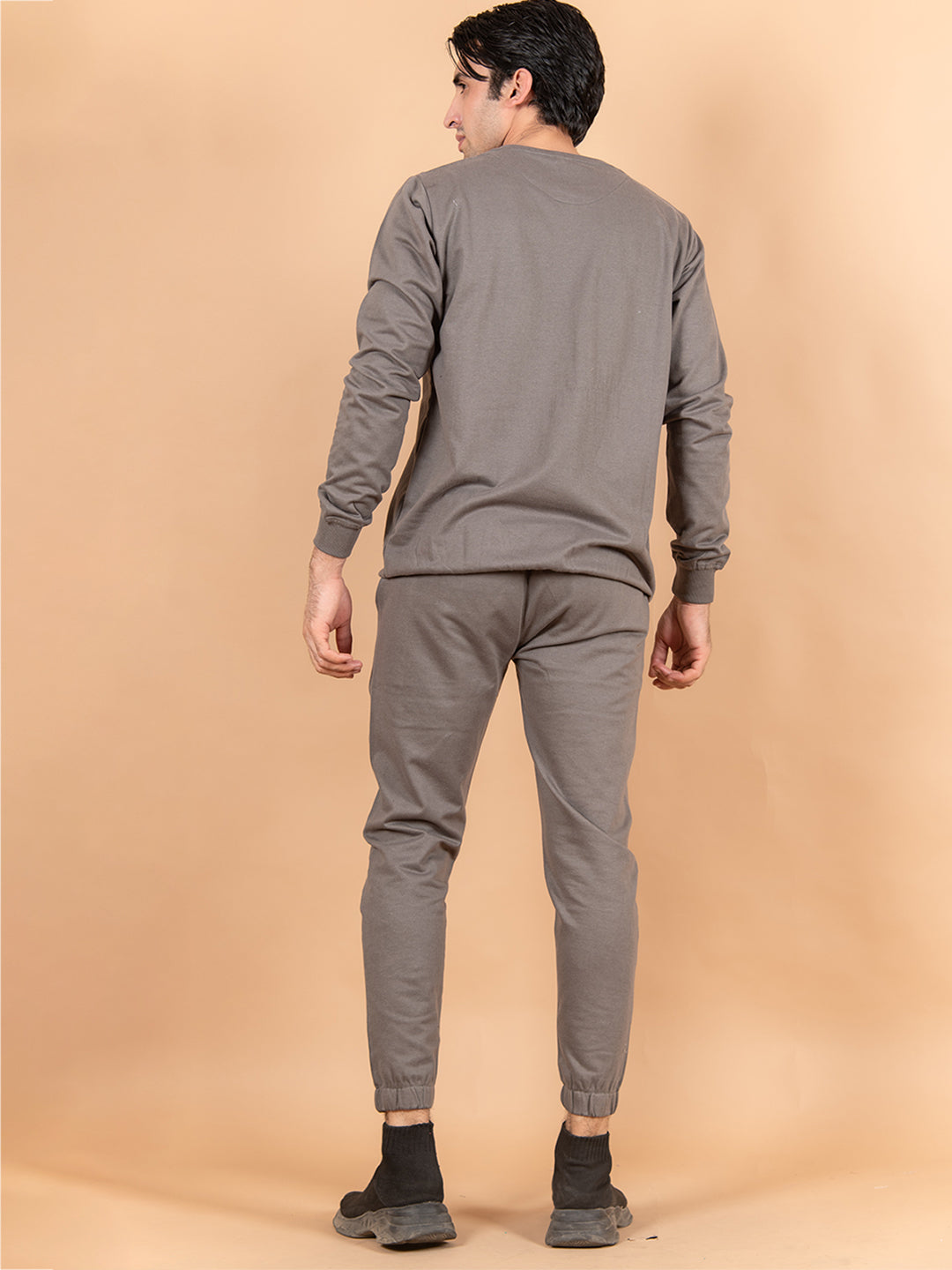 Solid Grey Sweatshirt Pattern With Jogger Co-Ord Set