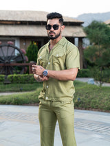 Green Half Sleeves Modal Co-ord Set