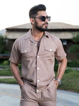 Brown Half Sleeves Modal Co-ord Set