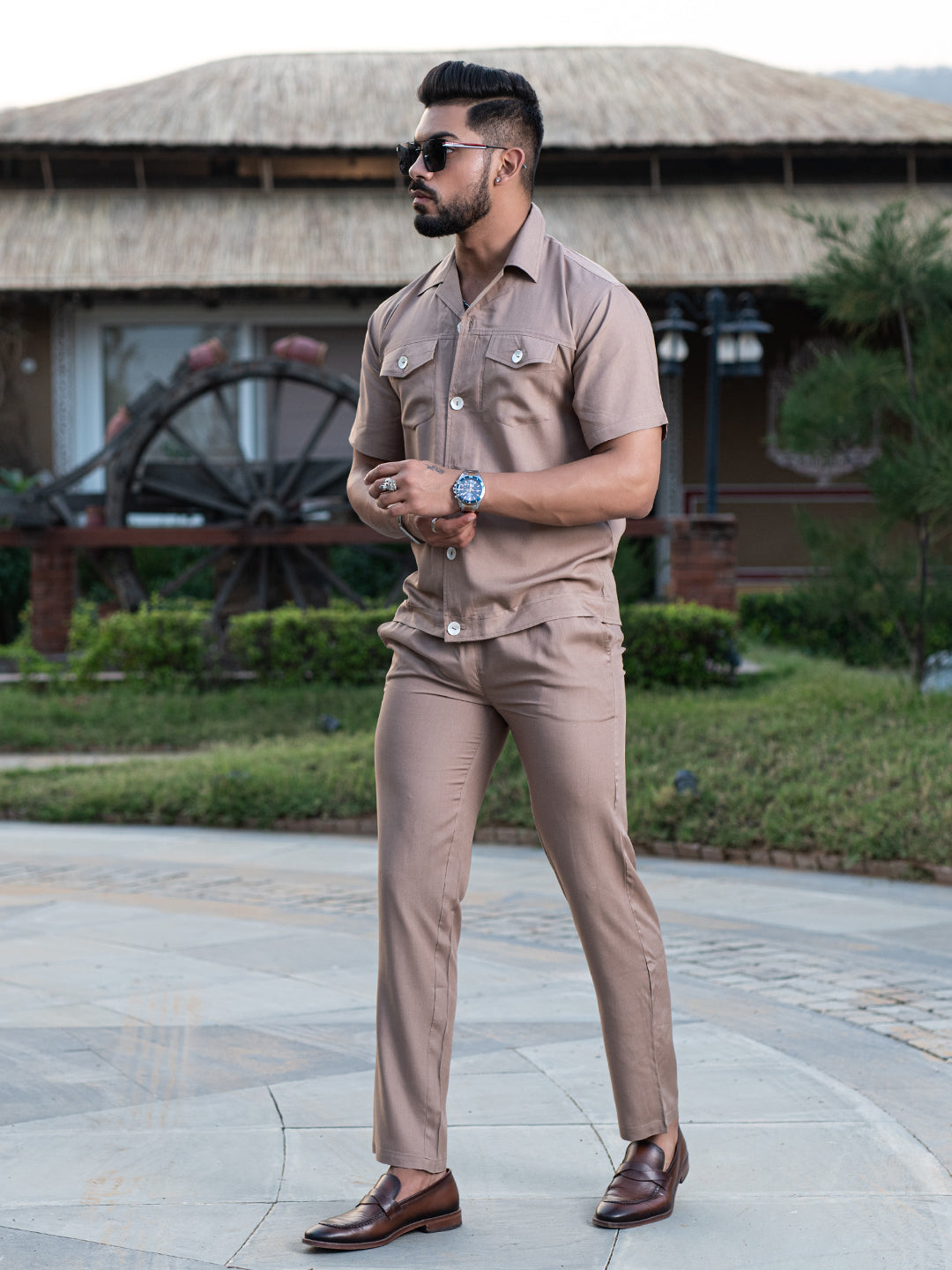 Brown Half Sleeves Modal Co-ord Set