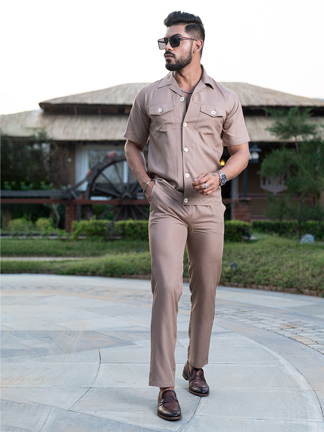 Brown Half Sleeves Modal Co-ord Set