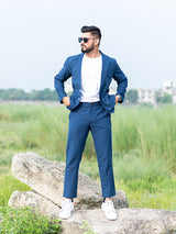 Navy Blue Linen Suit