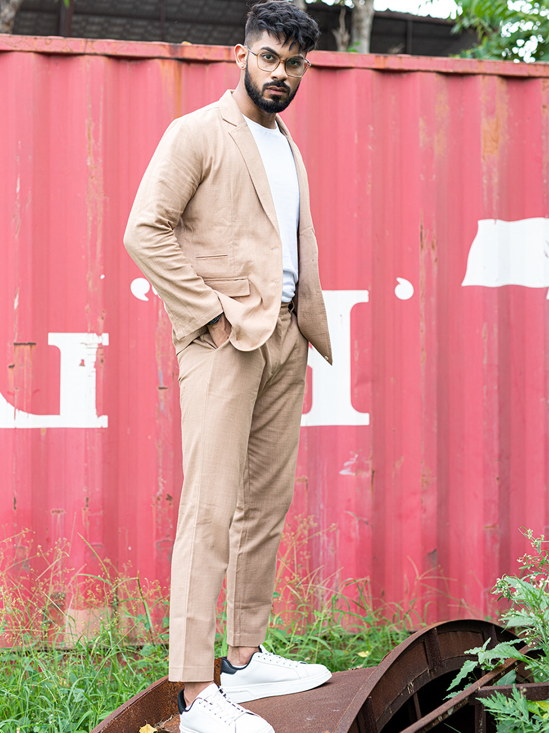 Beige Linen Suit