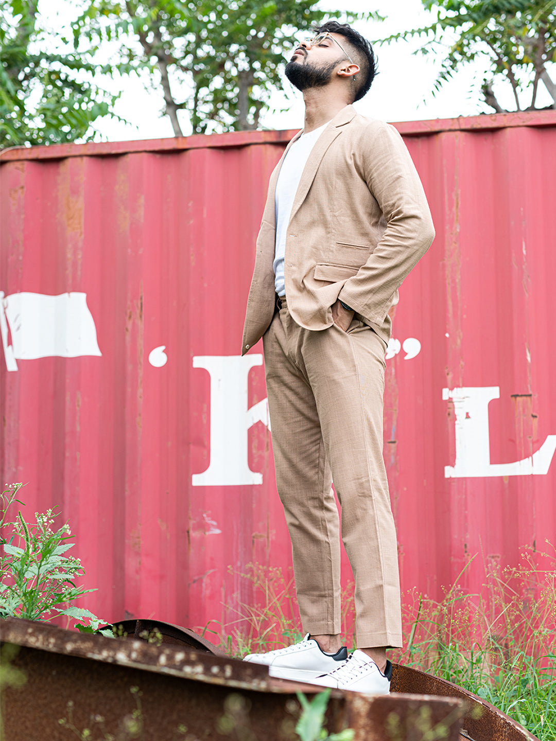 Beige Linen Suit