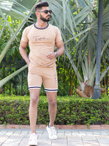 Light Brown Tistabene Printed T-shirt & Shorts Co-ord Set