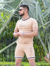 Light Brown Tistabene Printed T-shirt & Shorts Co-ord Set