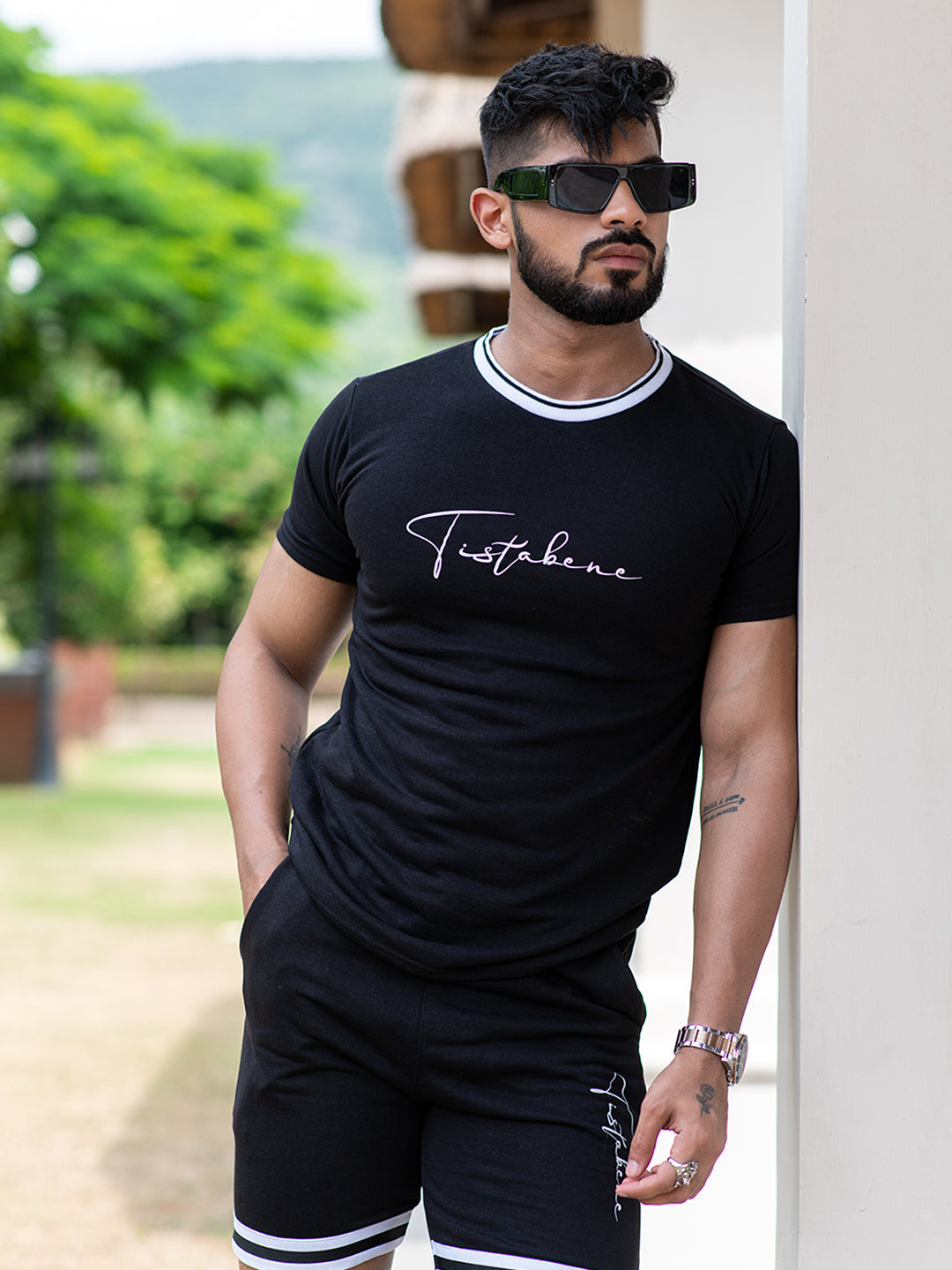 Black Tistabene Printed T-shirt & Shorts Co-ord Set