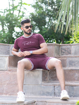 Burgundy Tistabene Printed T-shirt & Shorts Co-ord Set