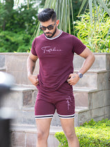 Burgundy Tistabene Printed T-shirt & Shorts Co-ord Set