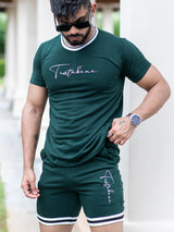 Bottle Green Tistabene Printed T-shirt & Shorts Co-ord Set