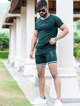 Bottle Green Tistabene Printed T-shirt & Shorts Co-ord Set