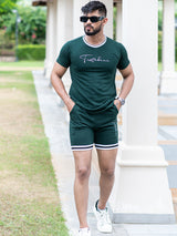 Bottle Green Tistabene Printed T-shirt & Shorts Co-ord Set