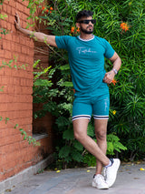 Teal Blue Tistabene Printed T-shirt & Shorts Co-ord Set