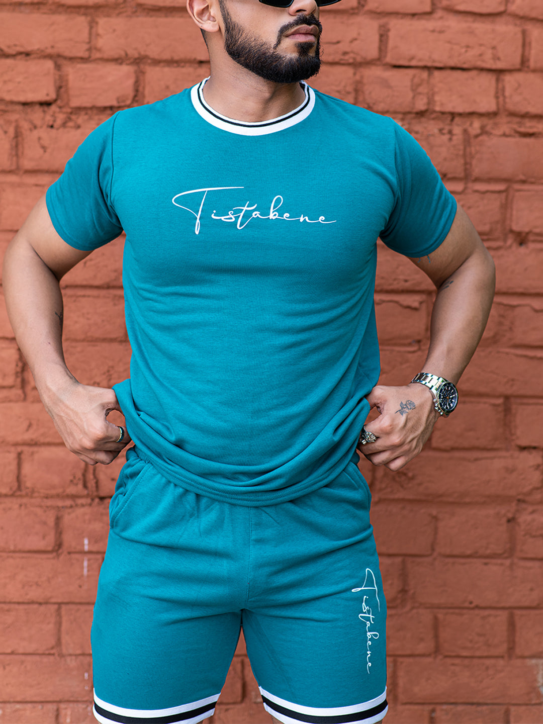 Teal Blue Tistabene Printed T-shirt & Shorts Co-ord Set