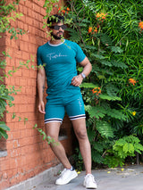 Teal Blue Tistabene Printed T-shirt & Shorts Co-ord Set