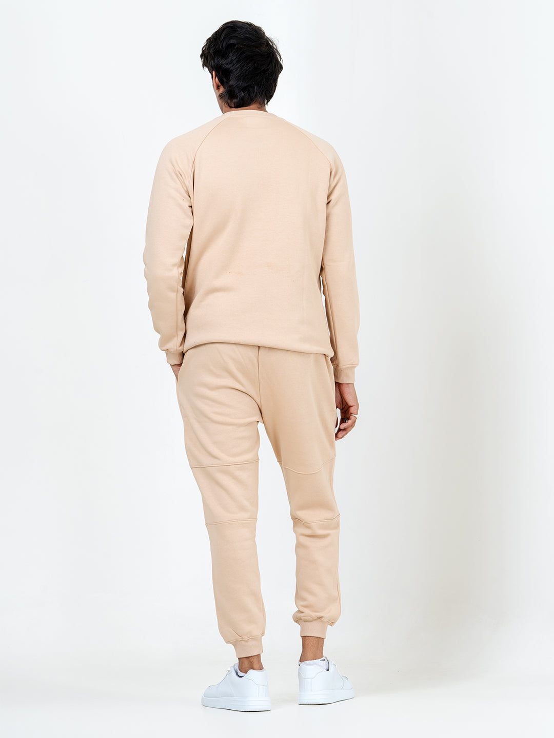 Beige Round Neck Sweatshirt With Jogger Co-ord Set