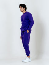 Dark Purple Round Neck Sweatshirt With Jogger Co-ord Set