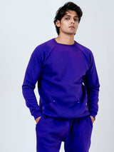 Dark Purple Round Neck Sweatshirt With Jogger Co-ord Set