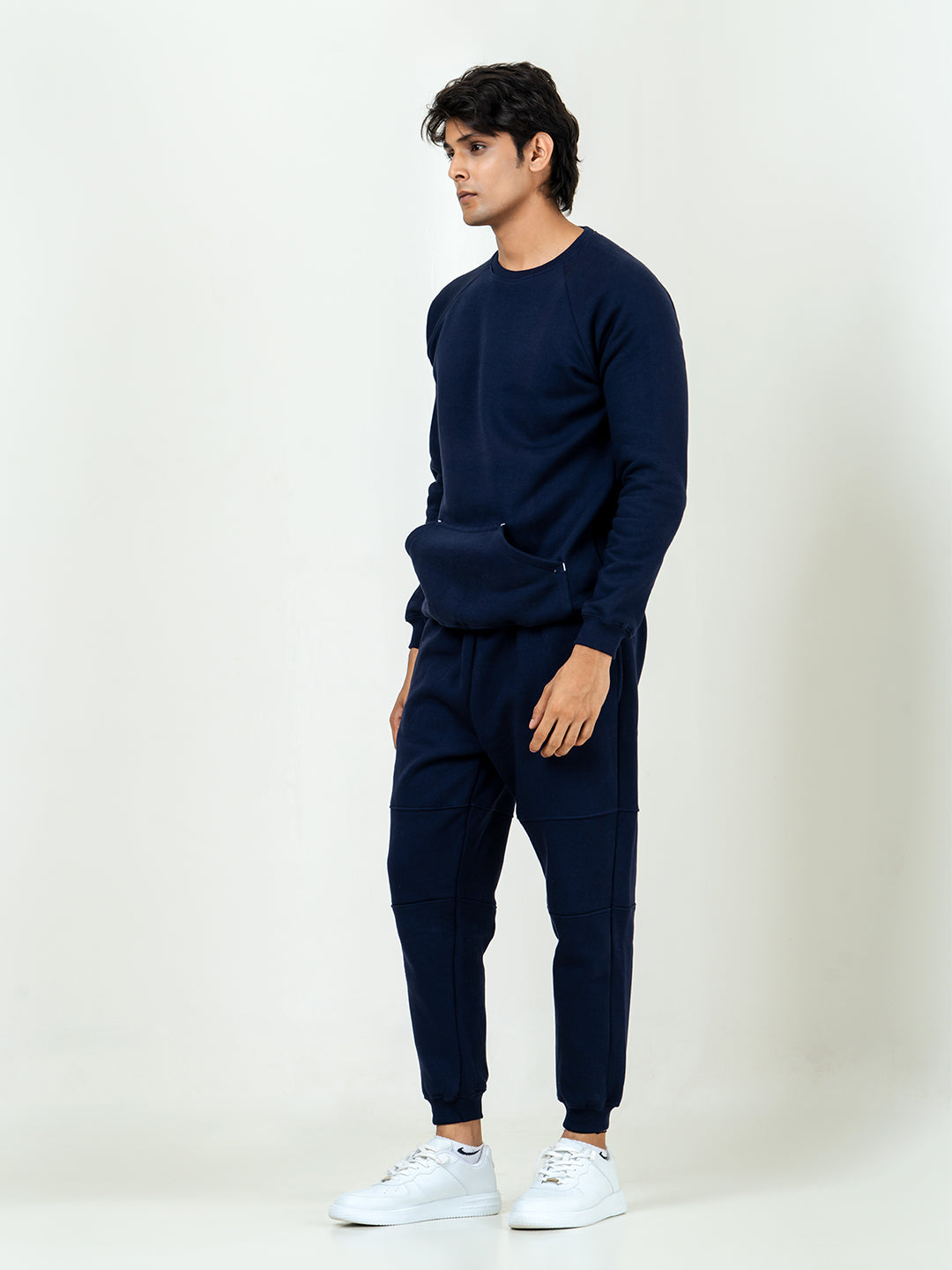 Navy Blue Round Neck Sweatshirt With Jogger Co-ord Set