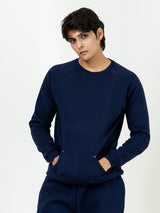 Navy Blue Round Neck Sweatshirt With Jogger Co-ord Set