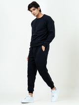 Black Round Neck Sweatshirt With Jogger Co-ord Set