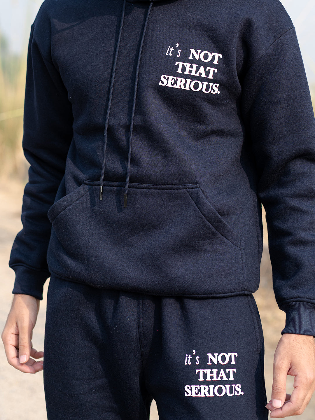 Navy Blue Printed Hoodie With Jogger Co-ord Set