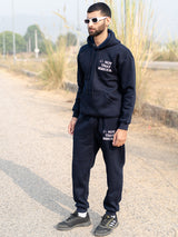 Navy Blue Printed Hoodie With Jogger Co-ord Set