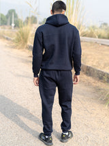 Navy Blue Printed Hoodie With Jogger Co-ord Set