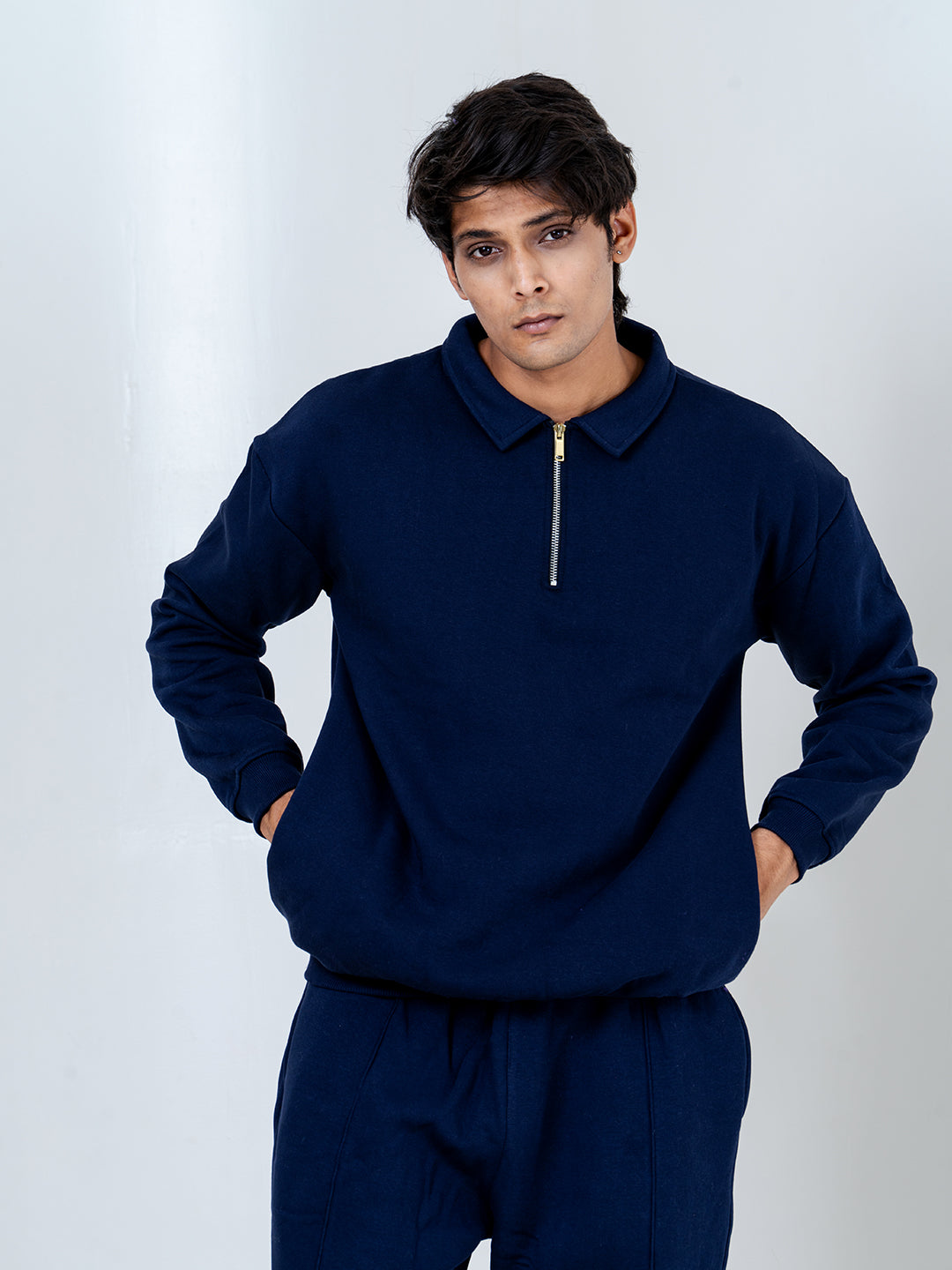 Navy Blue Sweatshirt With Jogger Co-ord Set